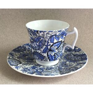 Royal Chelsea English Bone China Blue Paisley Chintz Teacup And Saucer